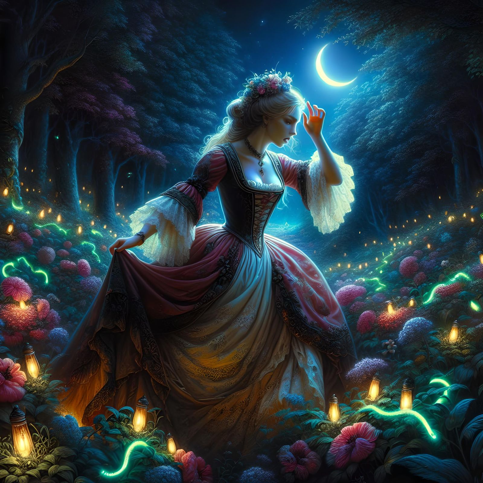 Lost Woman in Enchanted Forest