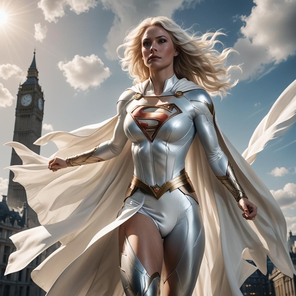 Supergirl Flies Over London: Fantasy Concept Art