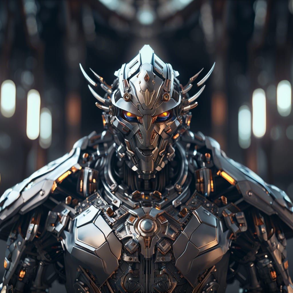 Warforged Wizard Portrait with Intricate Mech Details