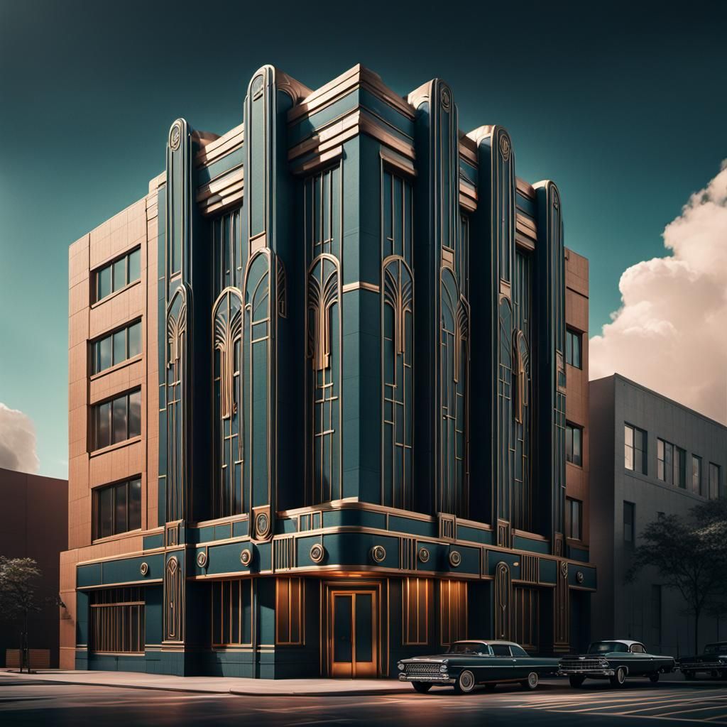 Art Deco Building with Geometric Shapes