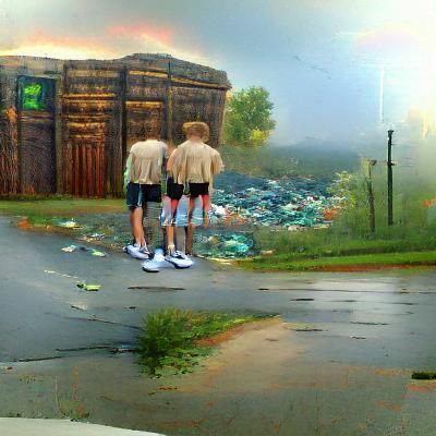 Beksiński-Inspired Post-Apocalyptic Brothers