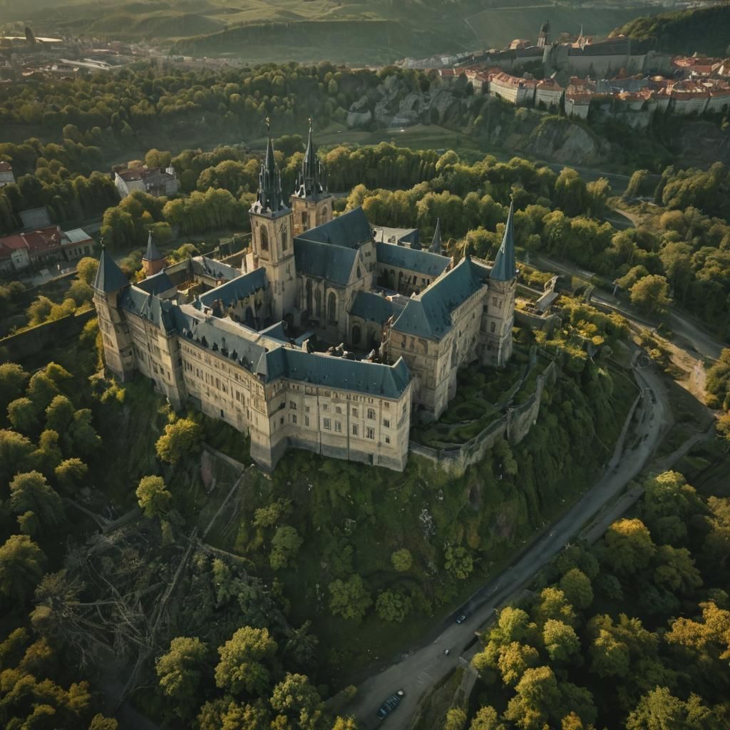 Post-Apocalyptic Prague Castle Aerial View