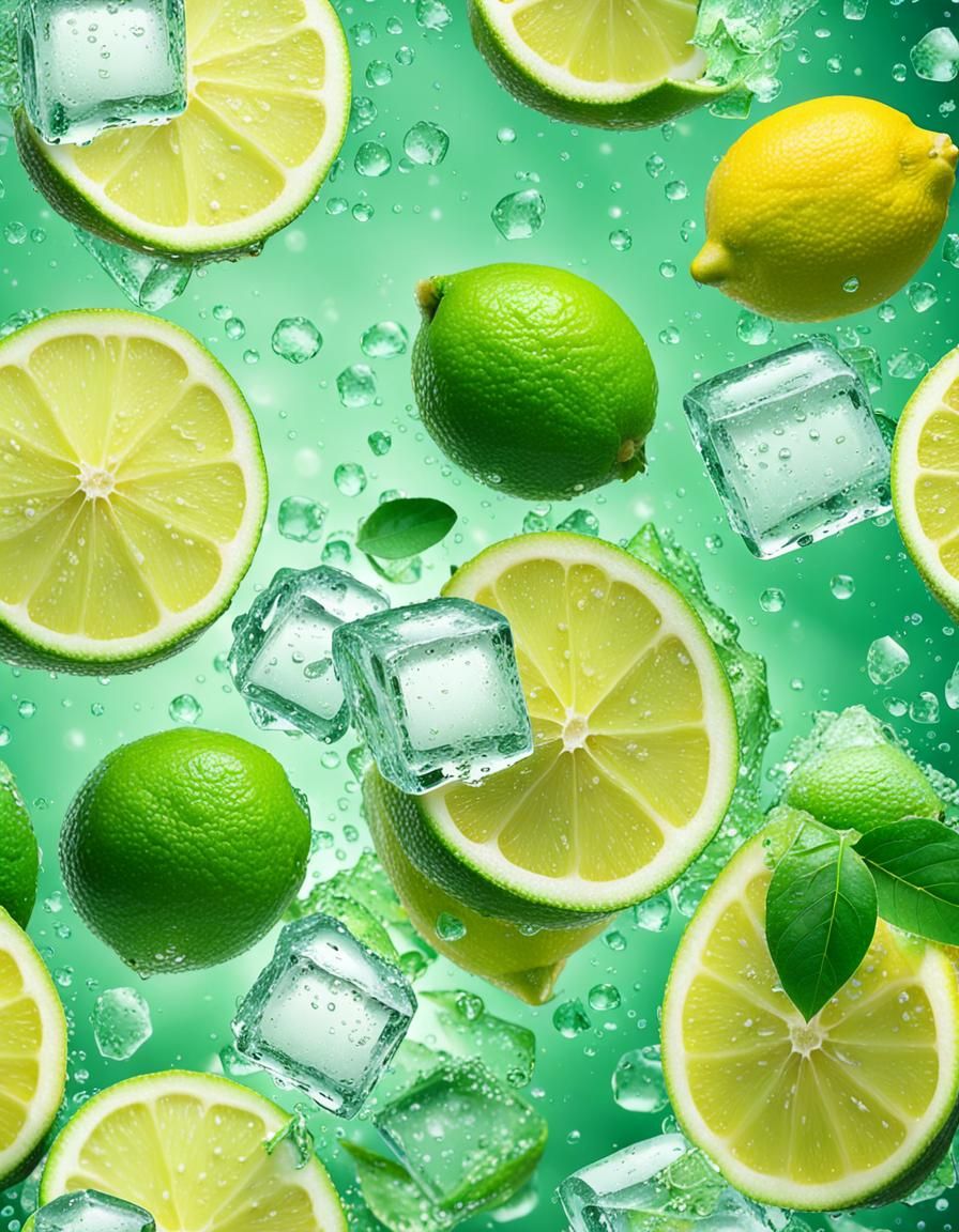 Lemon Slices and Ice Cubes in Whitewater