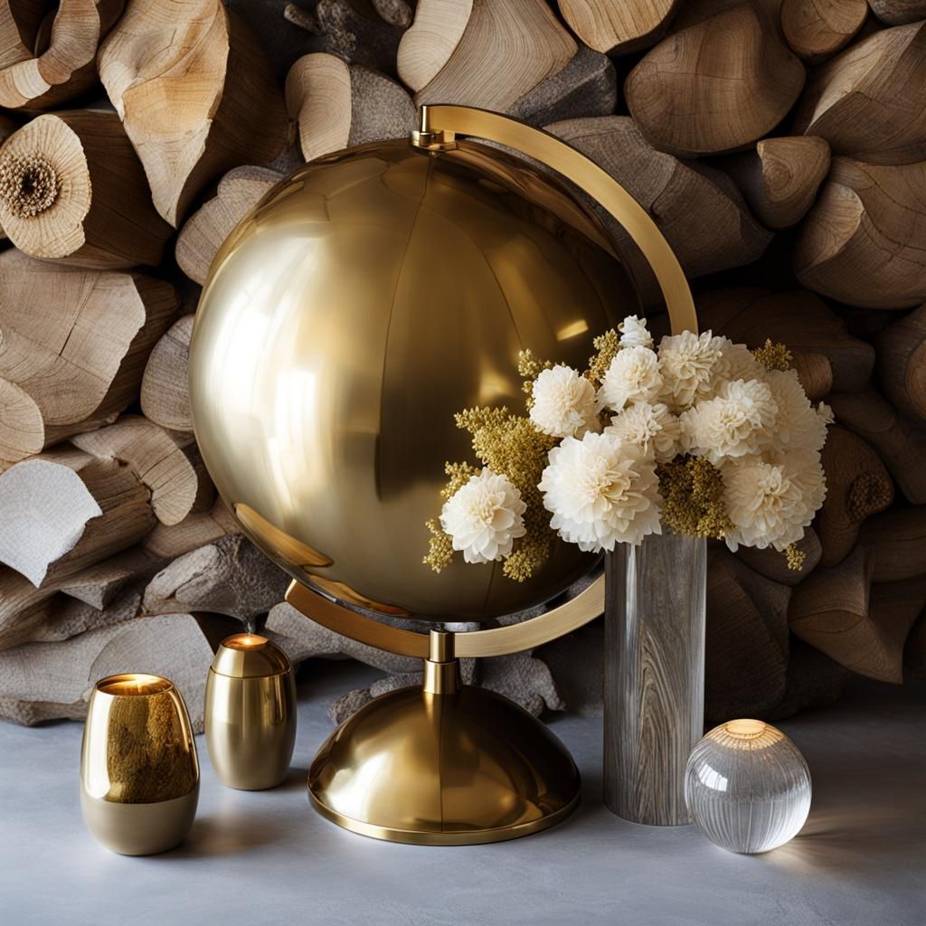 Textures: Bark, Brass Globe, Stone, and Fabric
