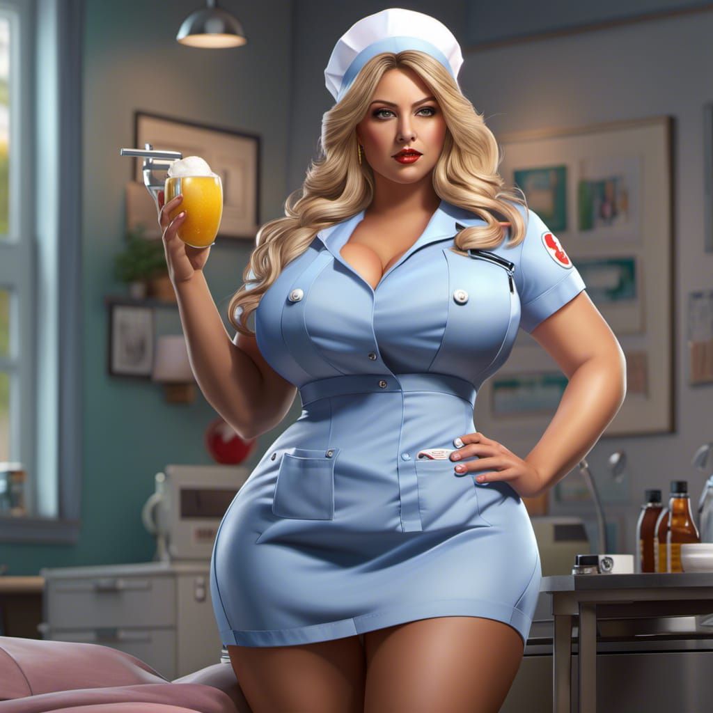Photorealistic Voluptuous Nurse Concept Art in 8K