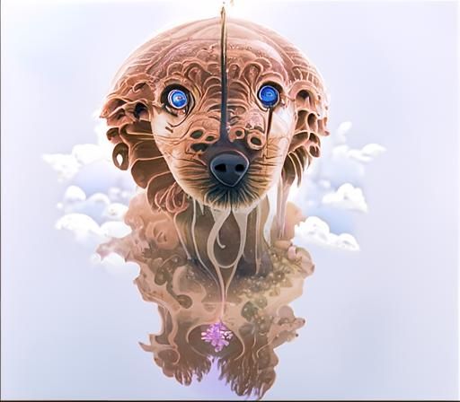 Fantasy Puppy Dog in Psychedelic Dreamscape