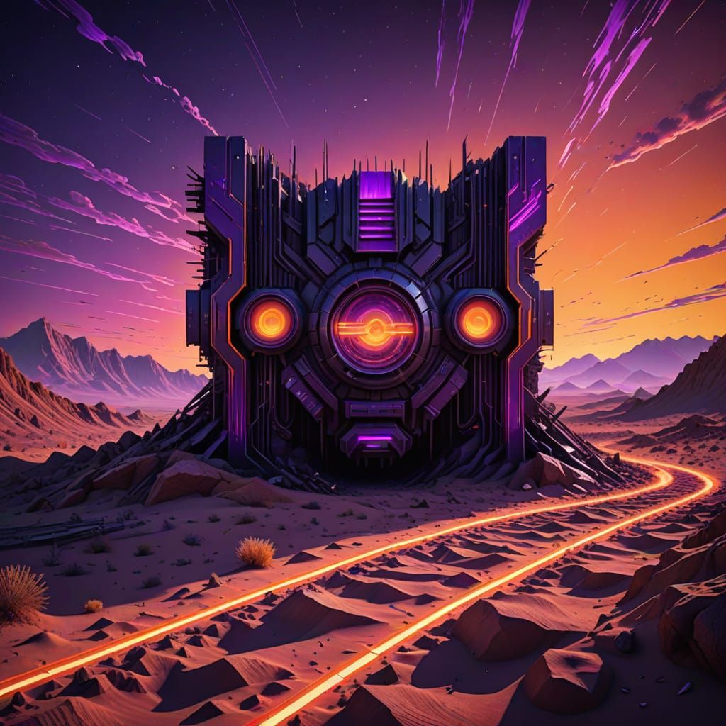 Escher-Style Soundwave in Postapocalyptic Desert