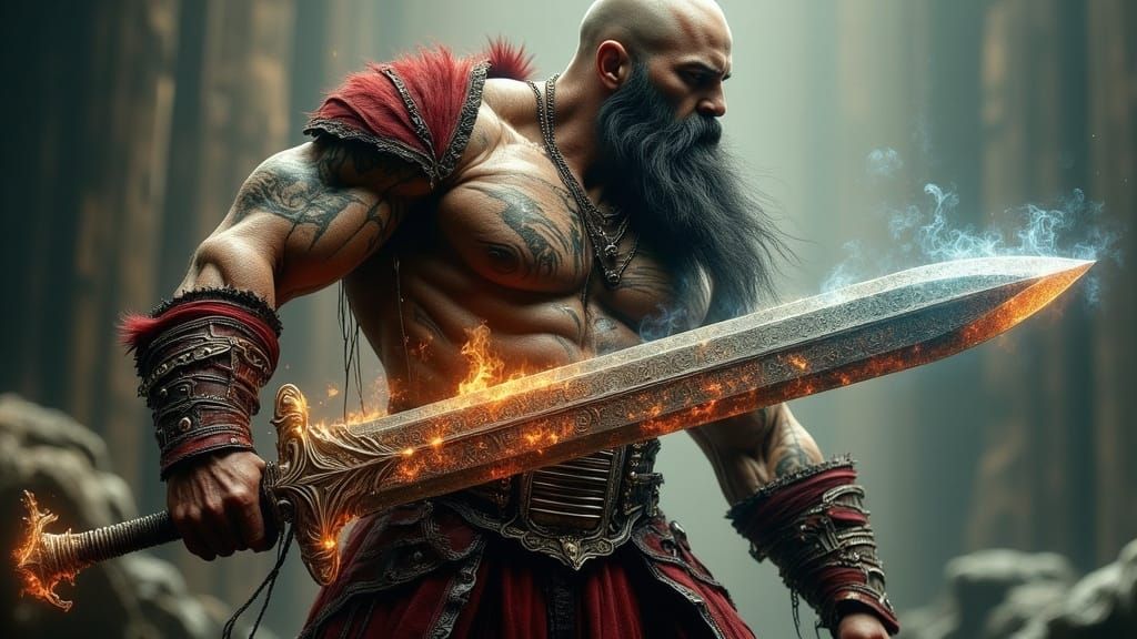 Mystical Warrior in Crimson Armor