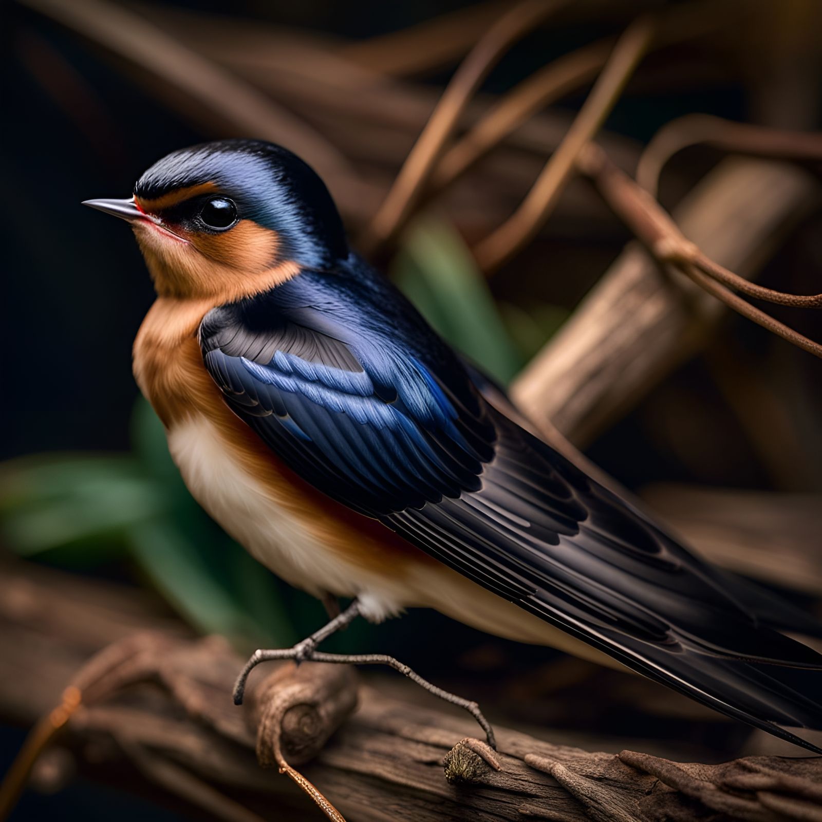 American Barn Swallow in Natural Light, Photorealistic Style