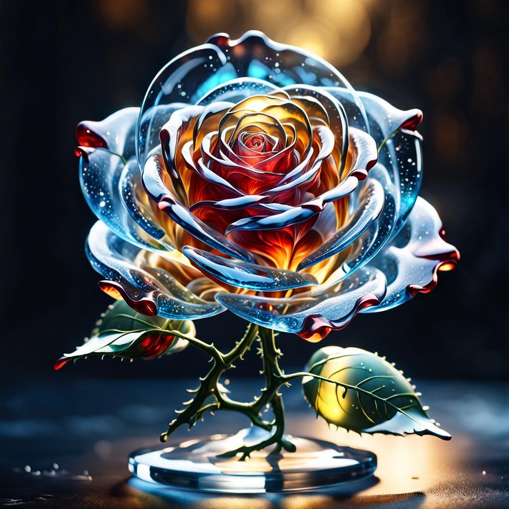 Clear Glass Rose: Detailed Fantasy Art