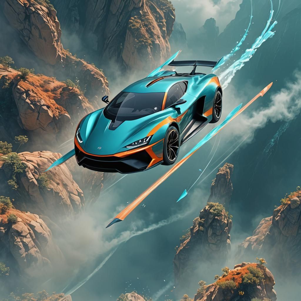 Futuristic Flying Car with Bioluminescent Accents