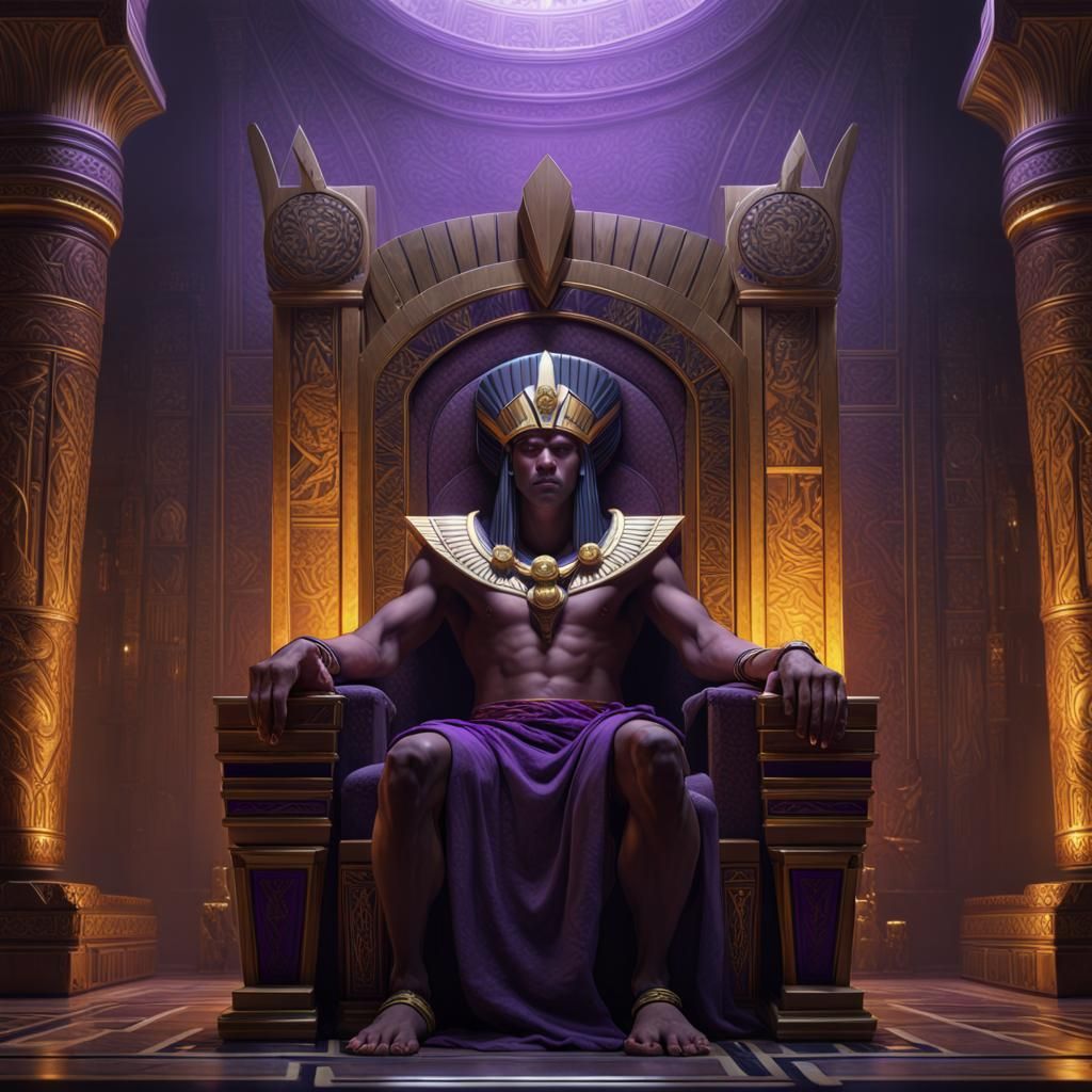 Dark Pharaoh on Throne in Dark Fantasy Style