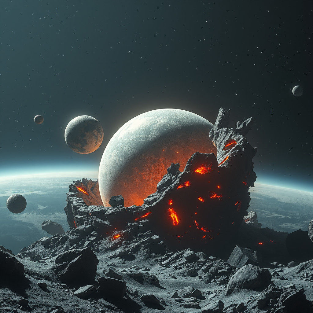 Ravaged Cosmic Wasteland in Cyberpunk Style