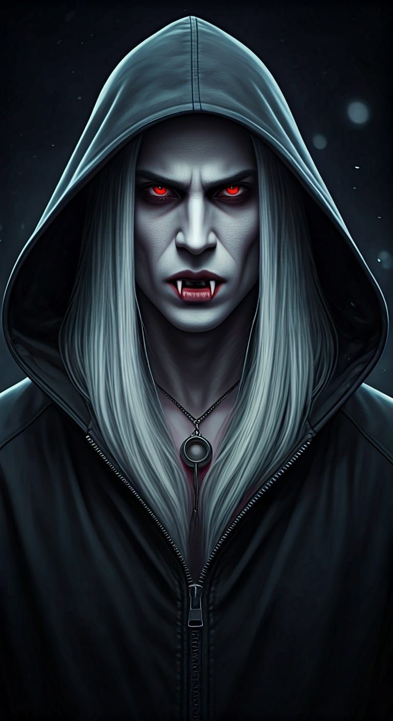 Photorealistic Vampire Portrait with Sharp Focus