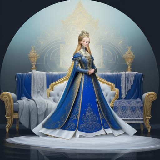 Princess in Throne Room: Polish Folk Art Concept