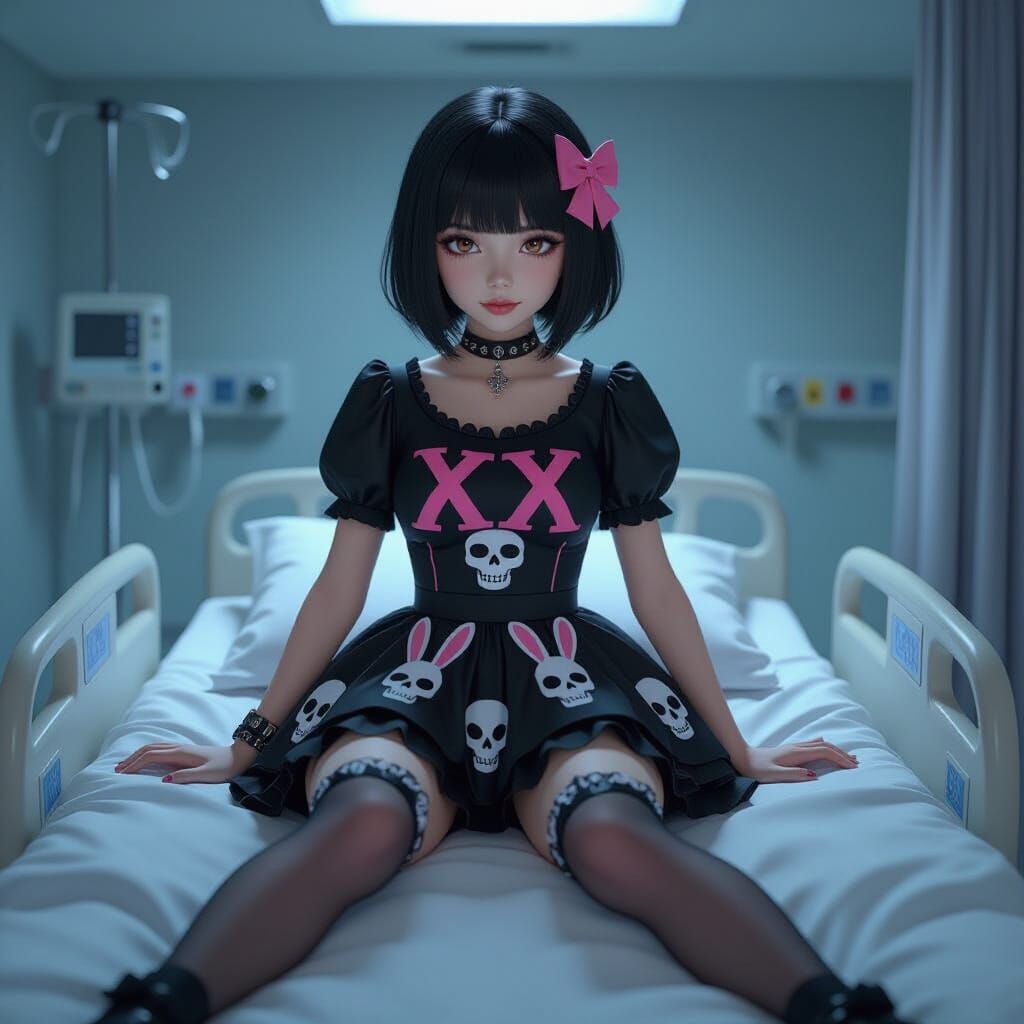 Yami Kawaii Fashion in Abandoned Hospital, 3D Anime Art