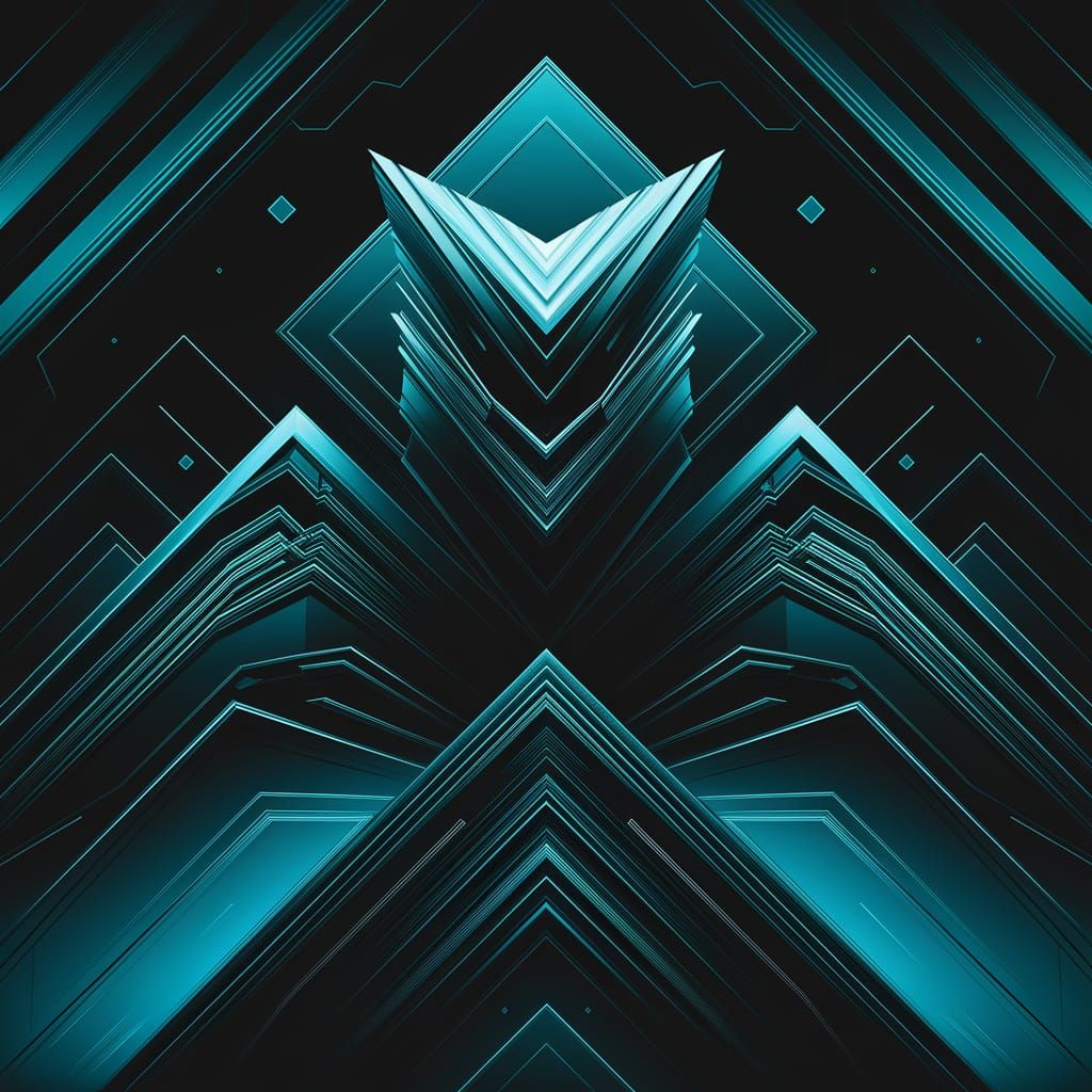 Futuristic Concept Art in Abstract Teal and Obsidian
