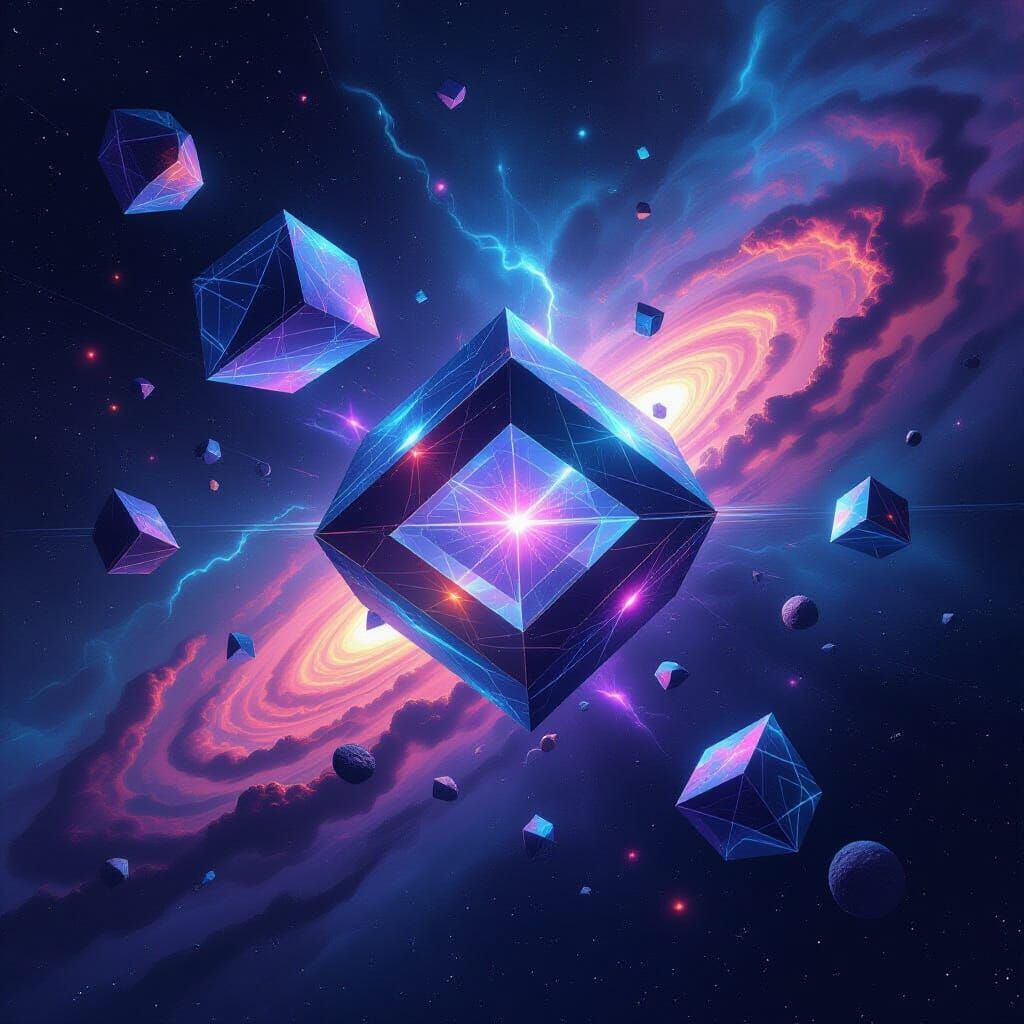 Surreal Cosmic Tesseracts and Impossible Geometries in Neon