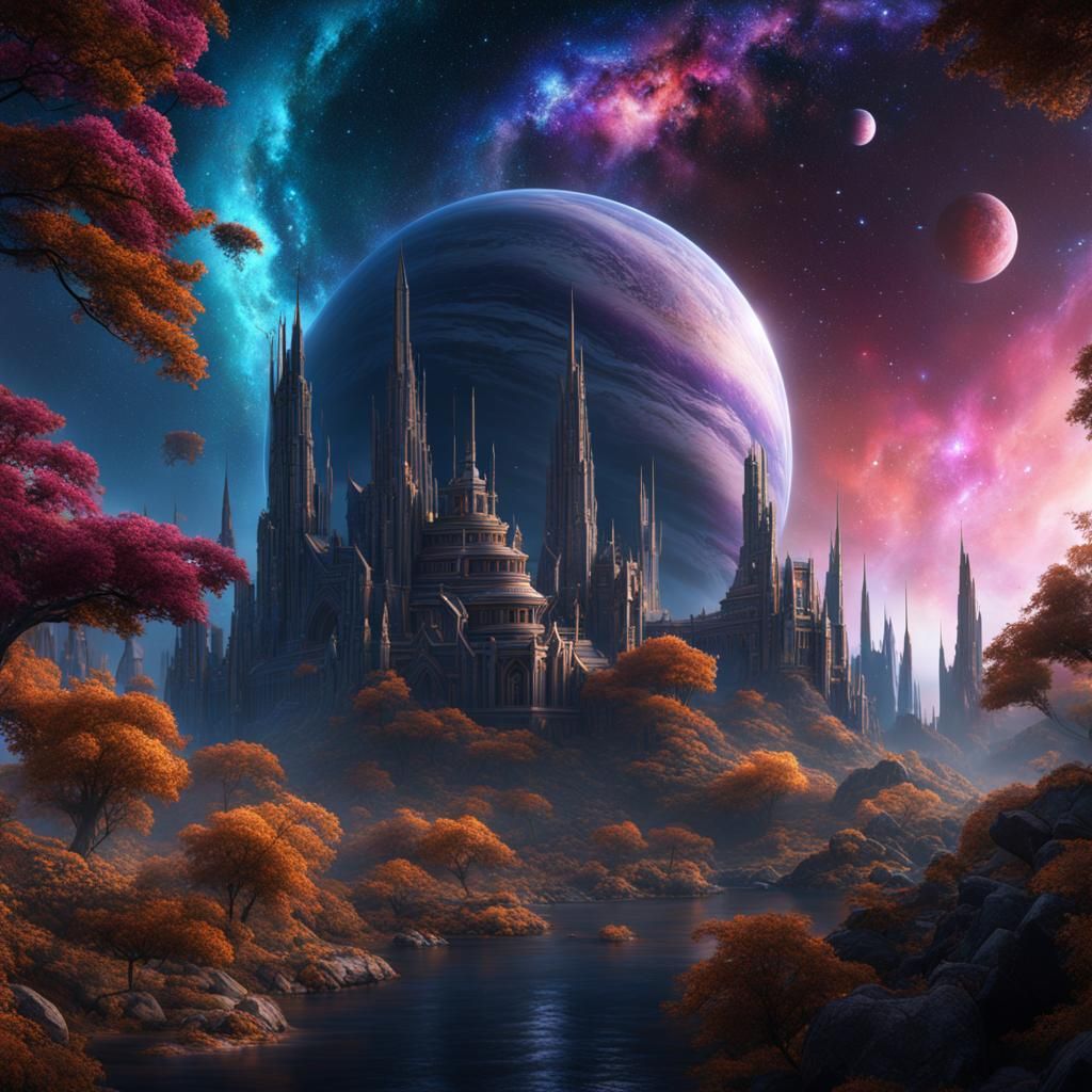 Detailed Galaxy Matte Painting in Deep Color