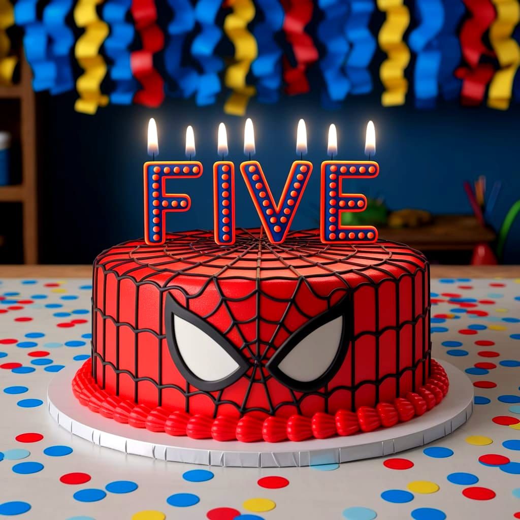 Birthday Cake in a Vibrant Spider-Man Theme