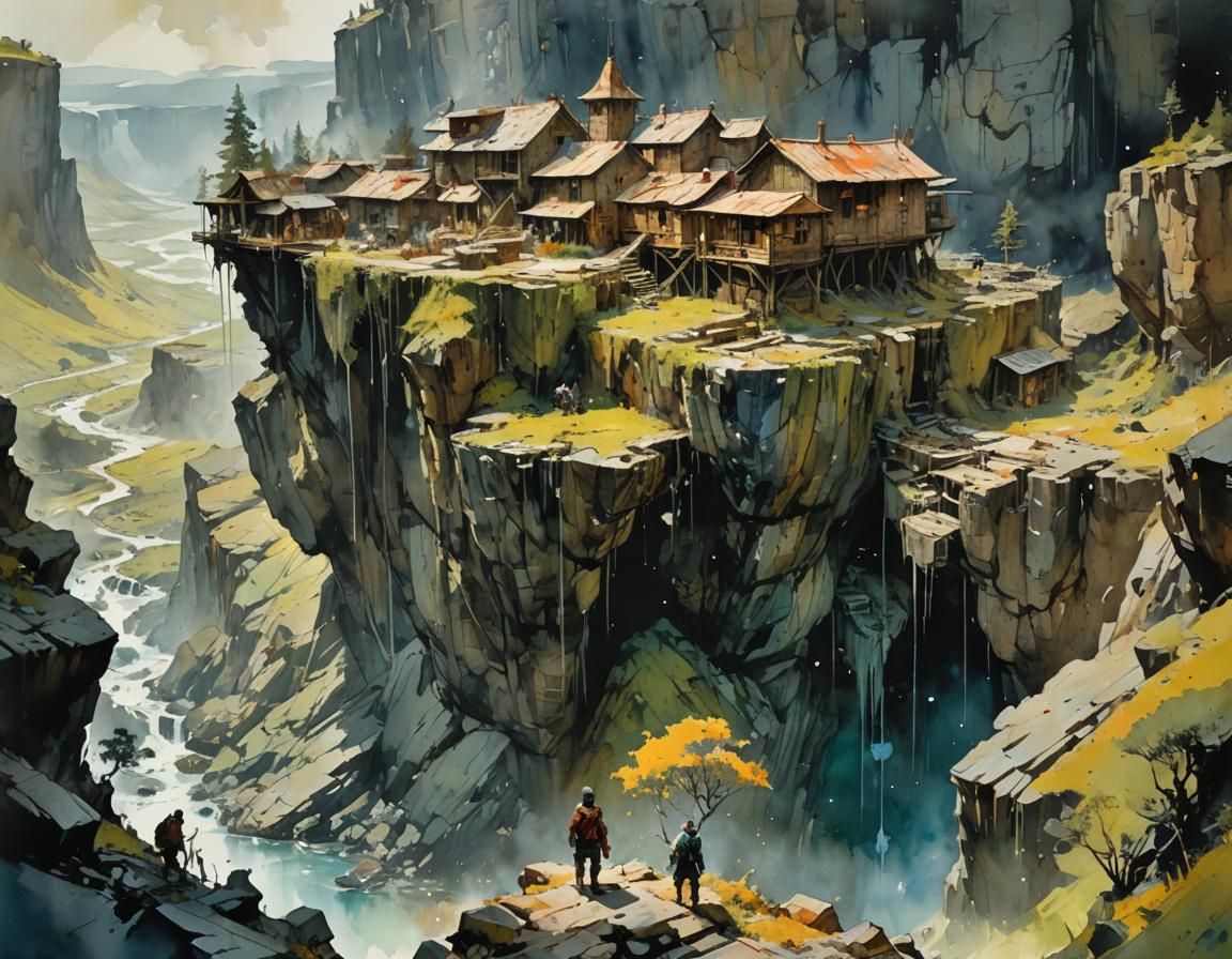 Valley Fort in Watercolour with Cosmic Colors