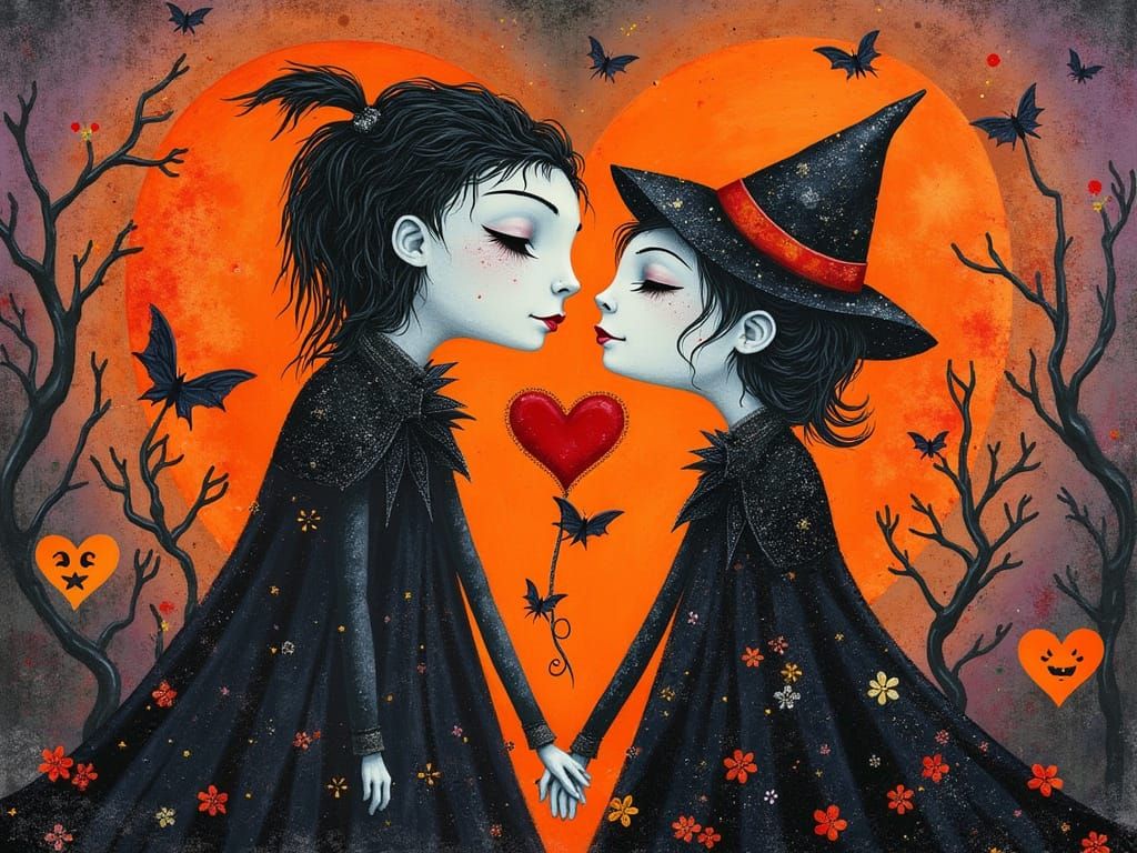 Haunted Halloween Love with Ghosts and Hearts