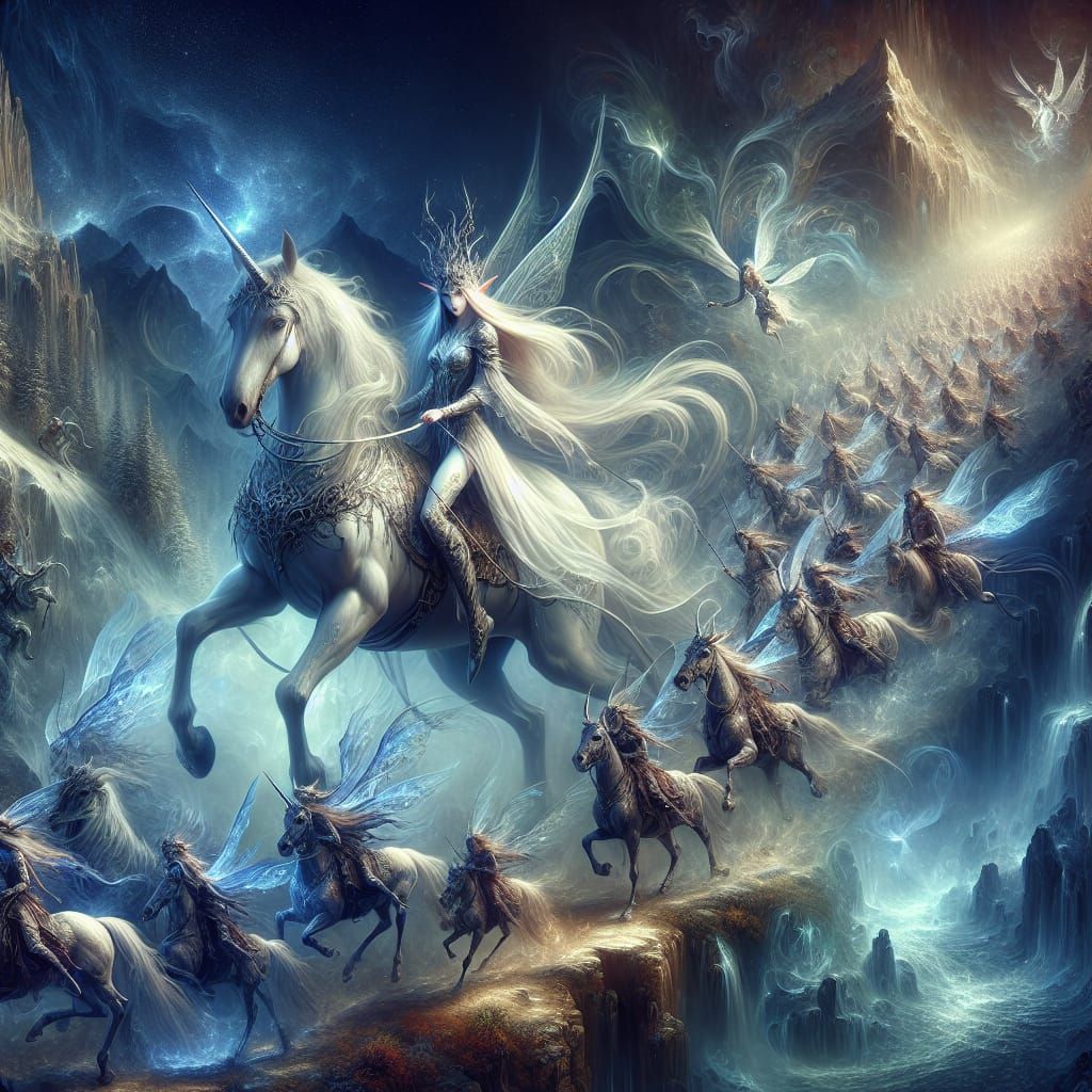 Elven Queen Leads Wild Hunt: Fantasy Concept Art