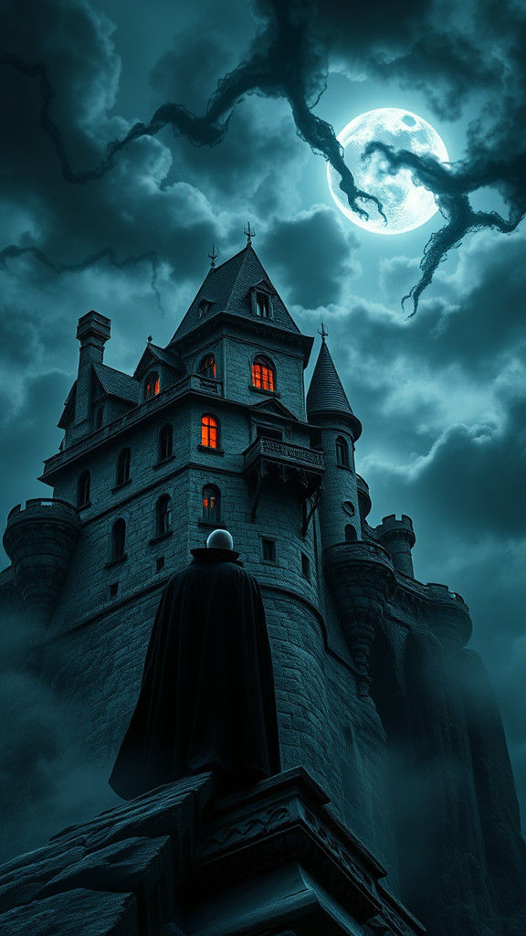 Victorian Castle Under Moonlight: a Gothic Masterpiece