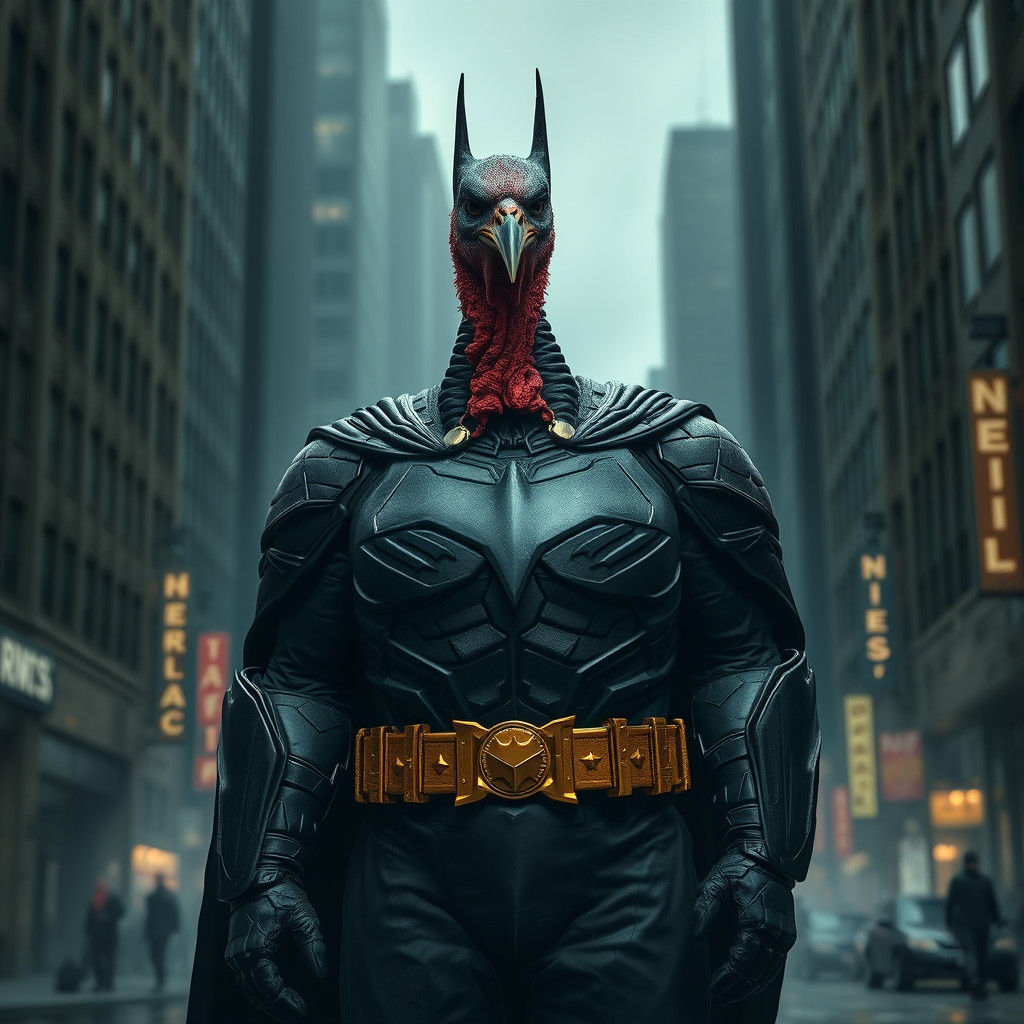 Batman Turkey Vigilante in Gotham City, Hyperrealistic