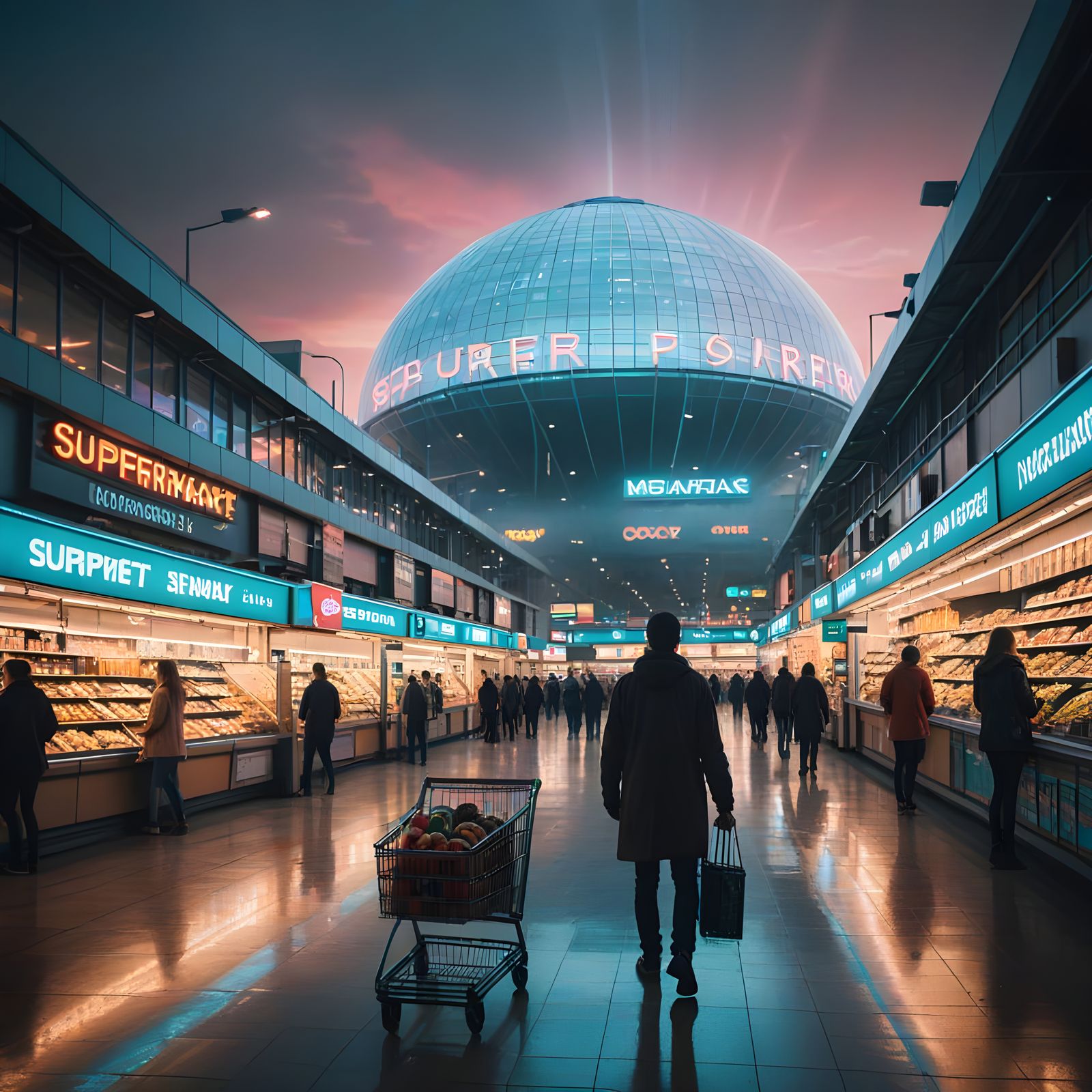 Epic Futuristic Supermarket in Cinematic Style
