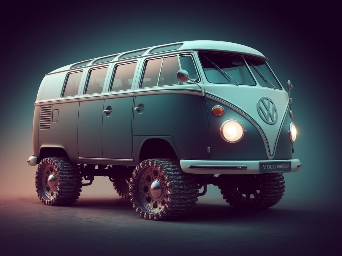 Vintage Volkswagen Van Stands as a Fantastical War Machine