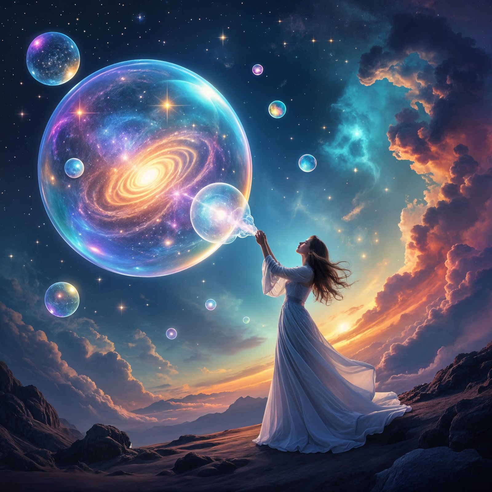 Celestial Bubble Universe in Cosmic Surrealism