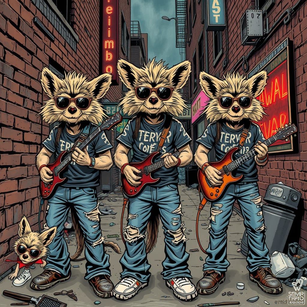 Rat Rockers in 90s Grunge Attire