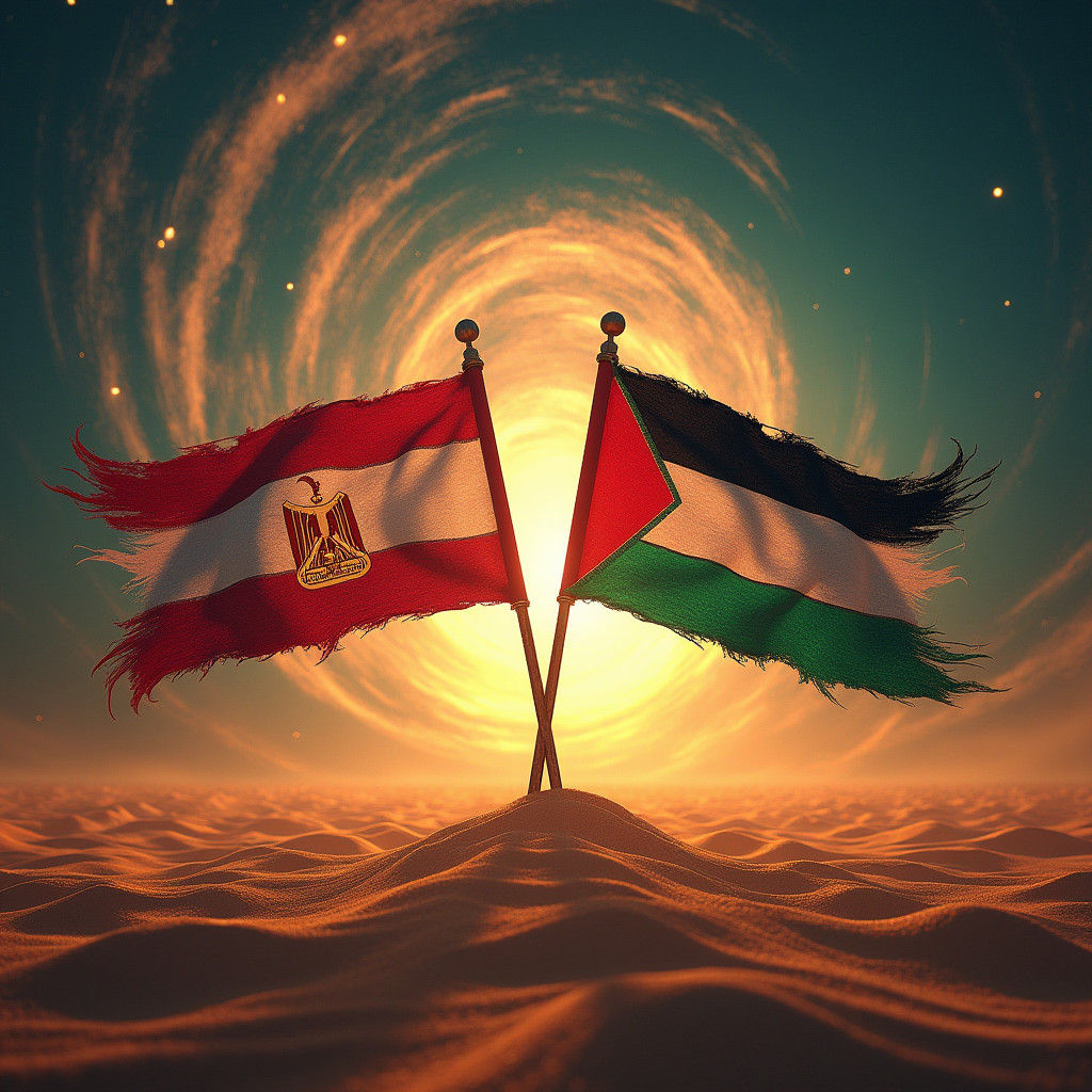 Unified Egyptian and Palestinian Flags in Digital Art
