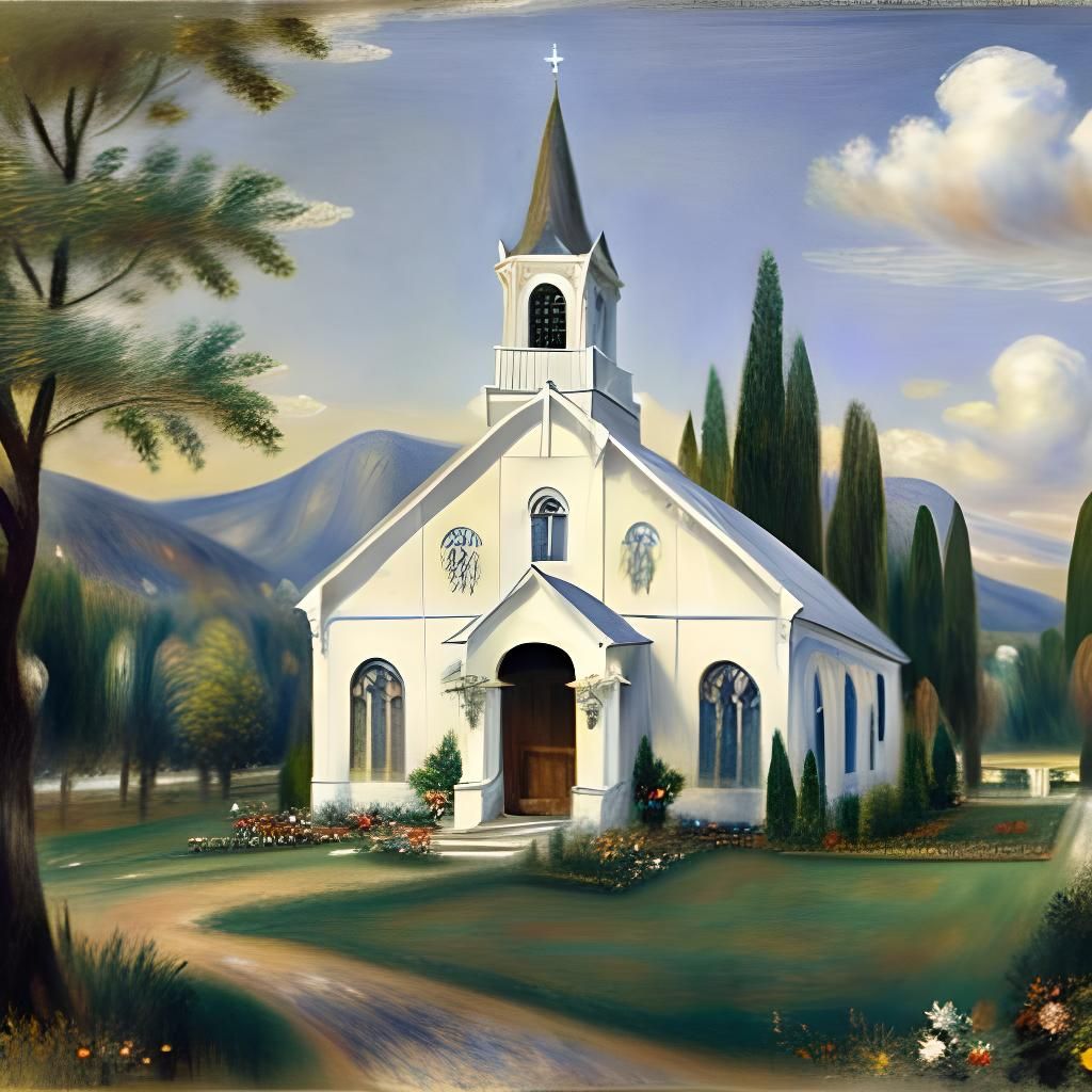 Waterhouse-Style Church in Countryside Setting