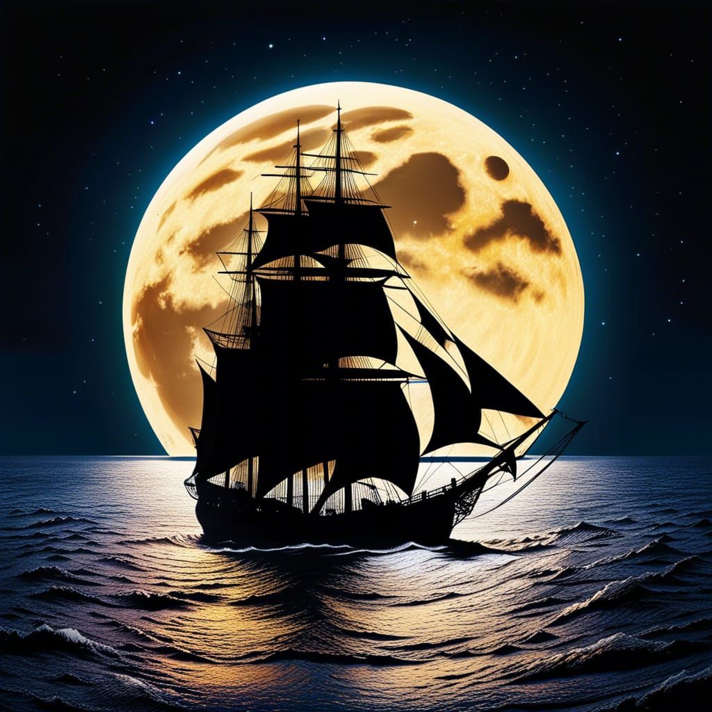 Moonlight Night Phantom Ship