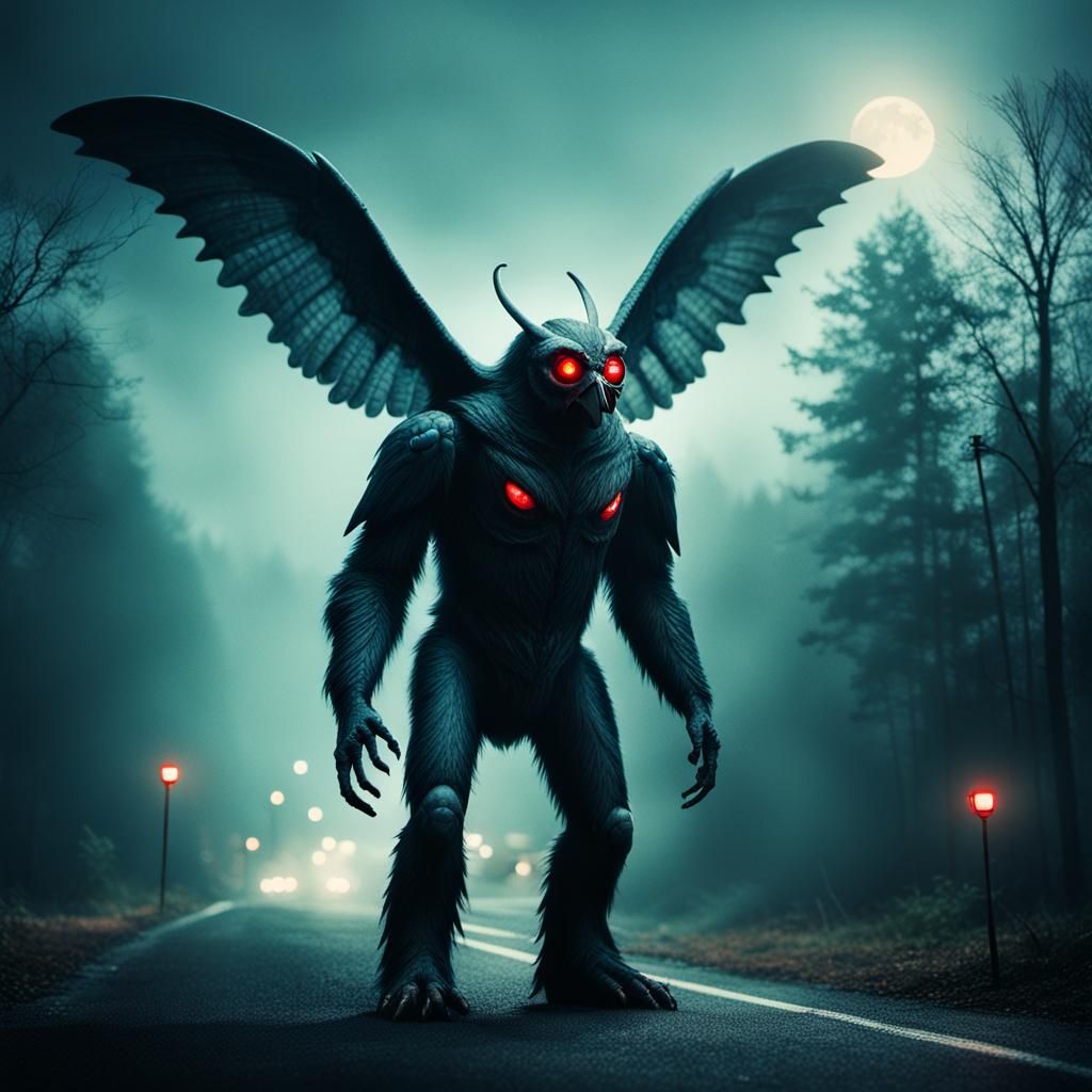 Dramatic Cinematic Still of the Mothman