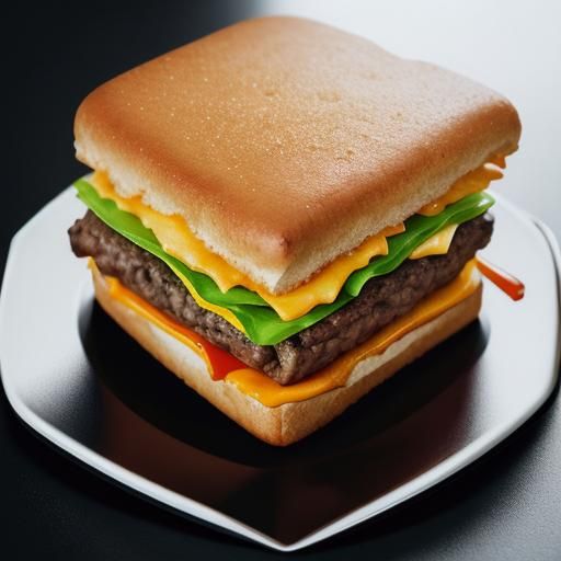 3d cube shaped hamburger, digital art