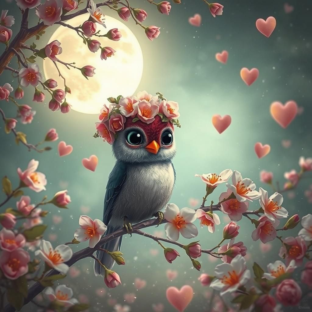 Exotic Bird in Mystical Forest Illustration