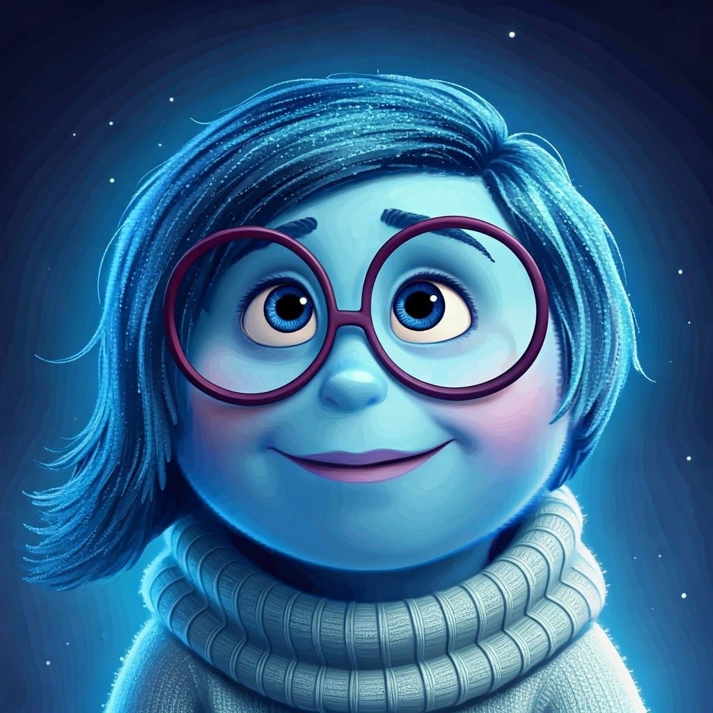 Hopeful Sadness Portrait in Gouache Style