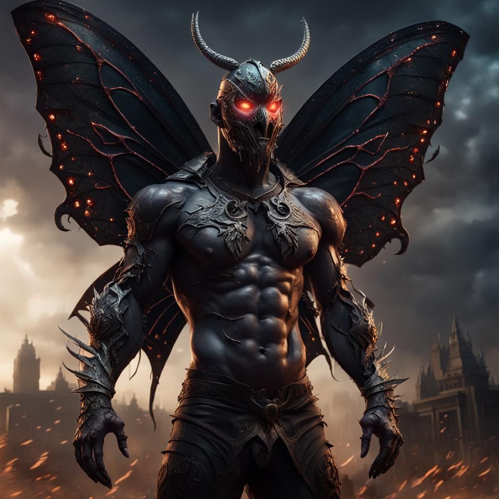 Sinister Monster with Butterfly Wings in Destroyed Kingdom