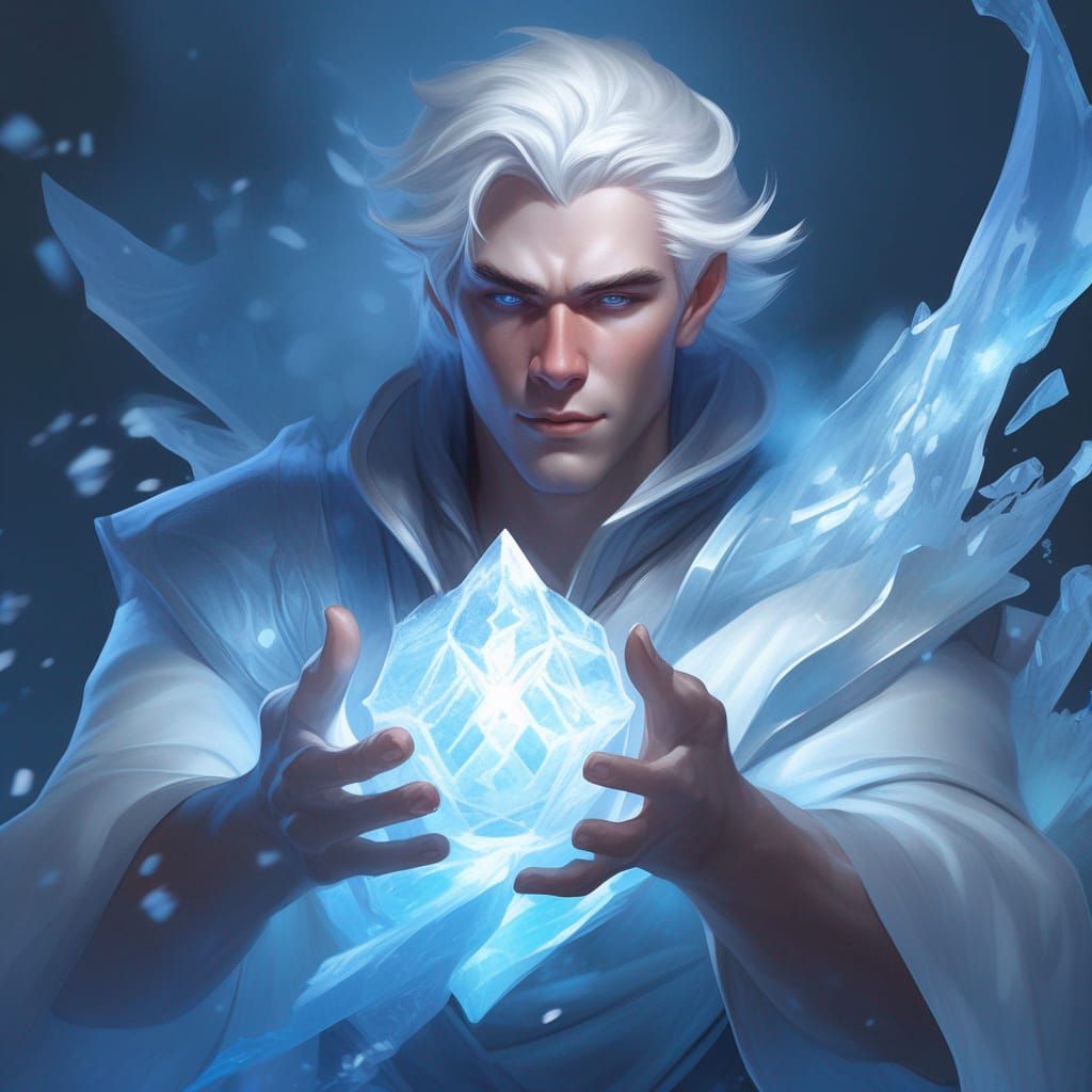 Ice Sorcerer Portrait in Hyperdetailed Style
