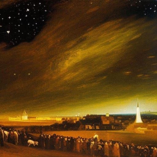 Apocalyptic Starry Night Inspired by Goya