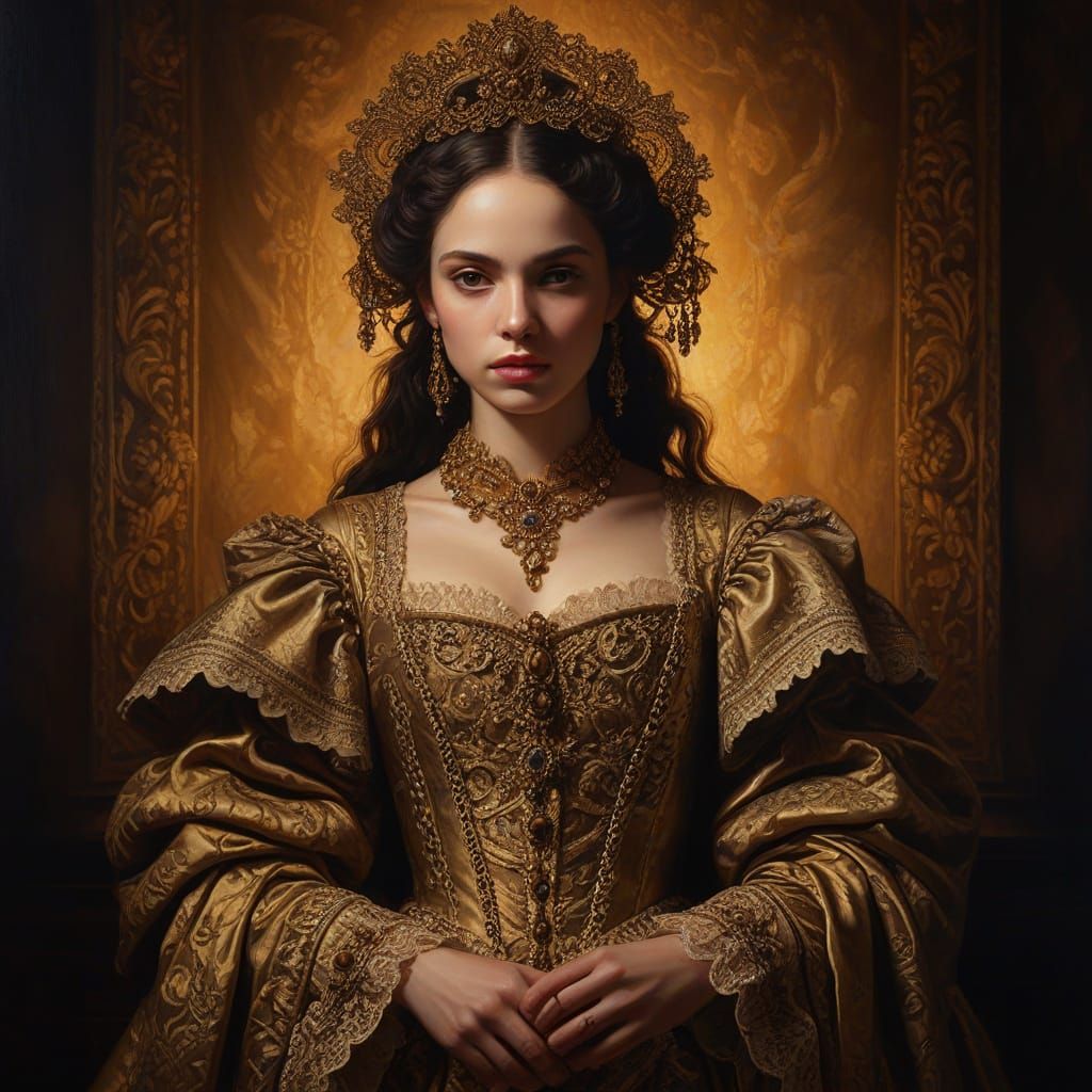 Golden Baroque Figure in Luxurious Opulence