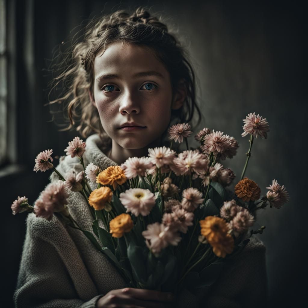 Woman with Flowers: Fine Art Photography Portrait