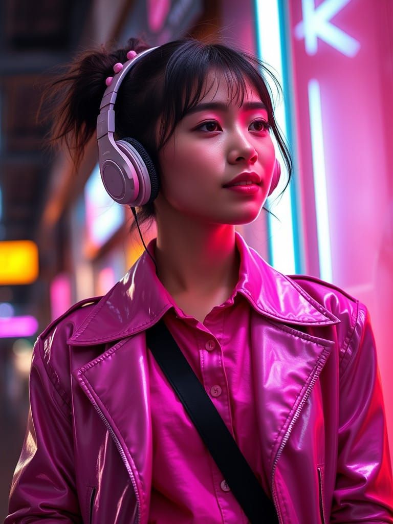 Girl in Liquid Metal Portrait with Bold Curves