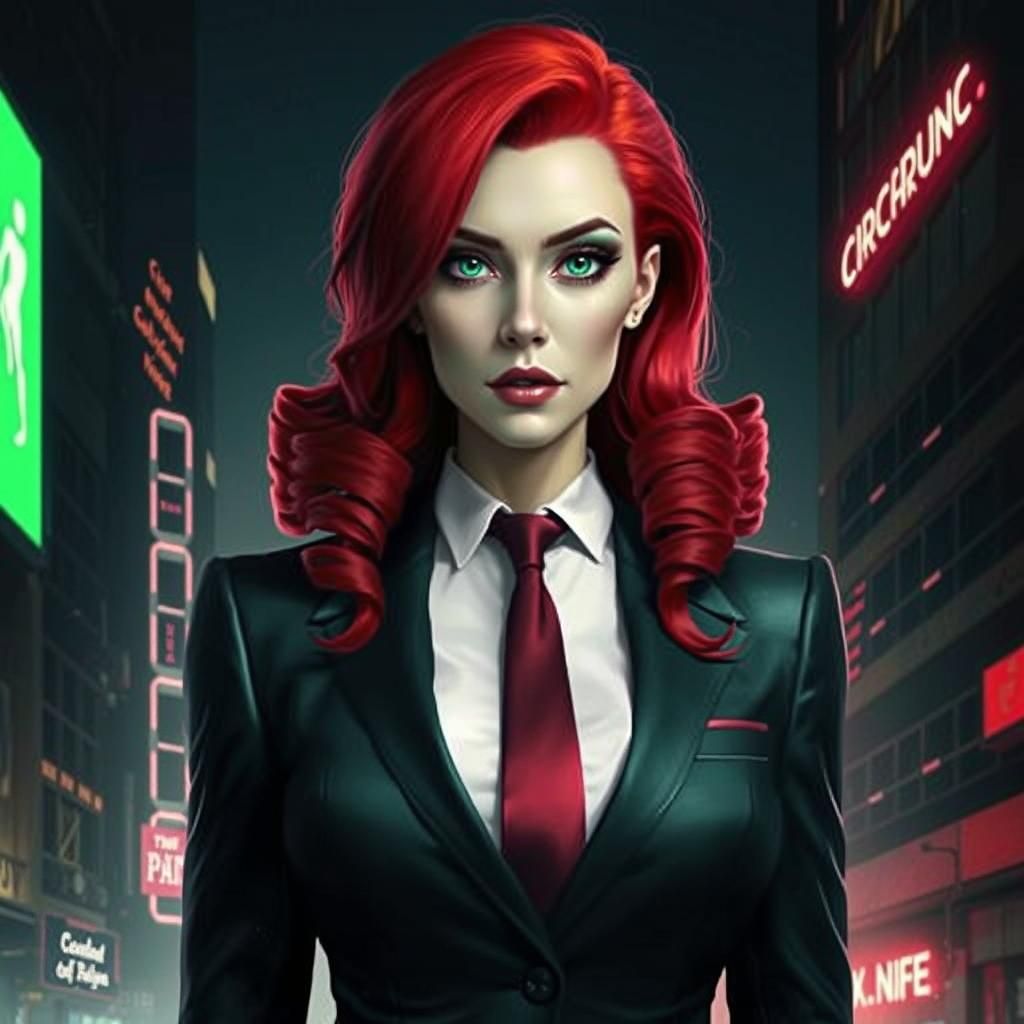 Edgy Cyberpunk Businesswoman with Body Mods