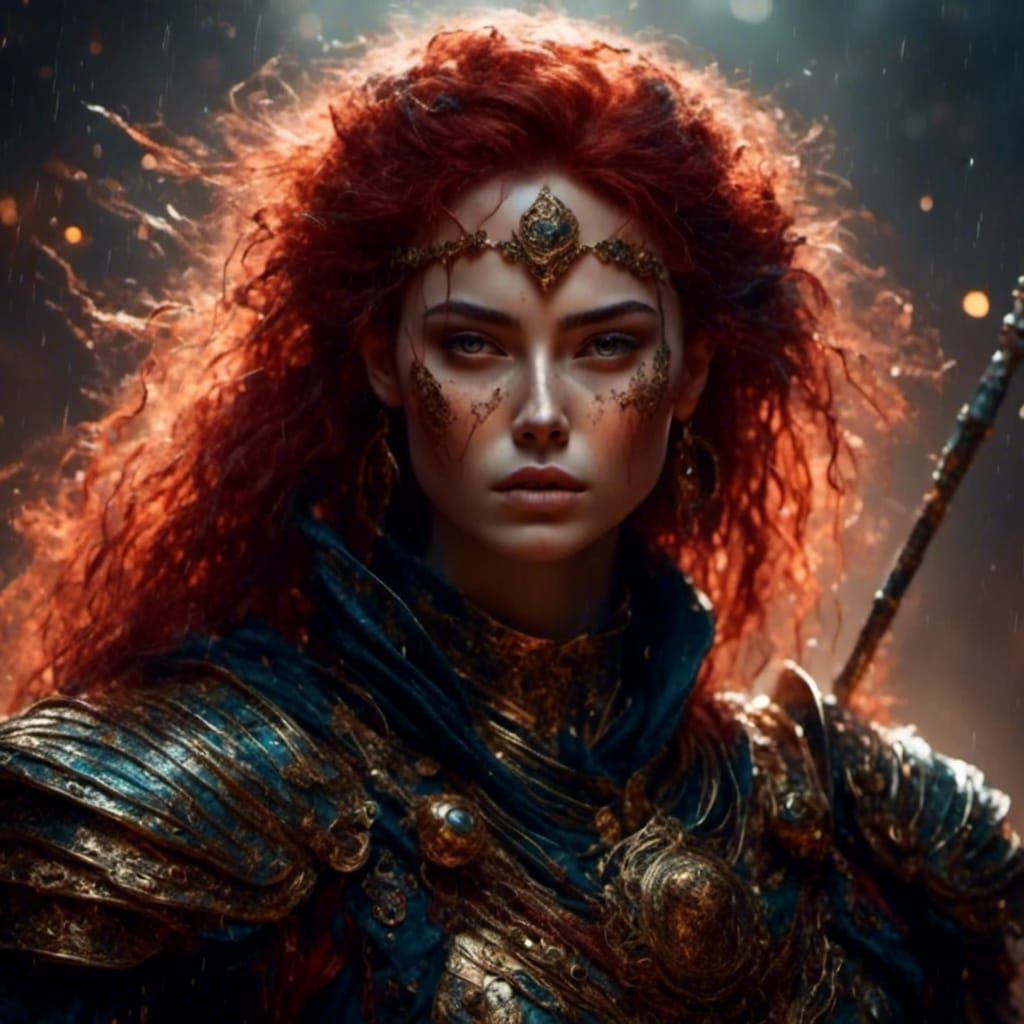 Vibrant Warrior Portrait in Modern Style