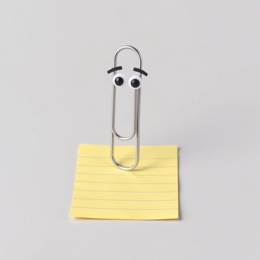 Googly Eyed Paperclip 'J' on Lined Paper