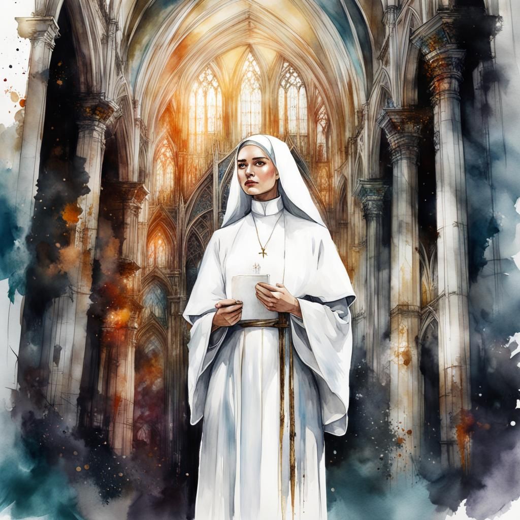 A nun in a cathedral